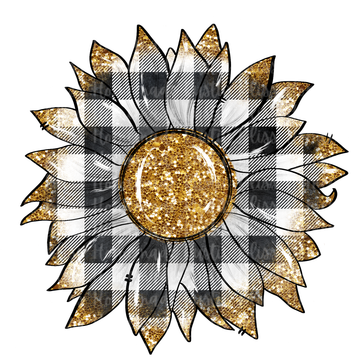 Glitter Plaid Sunflower